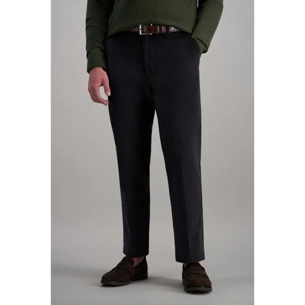 Haggar Mens Classic fit Cotton Dress Pants Stretch Corduroy 36W 30L Dark grey